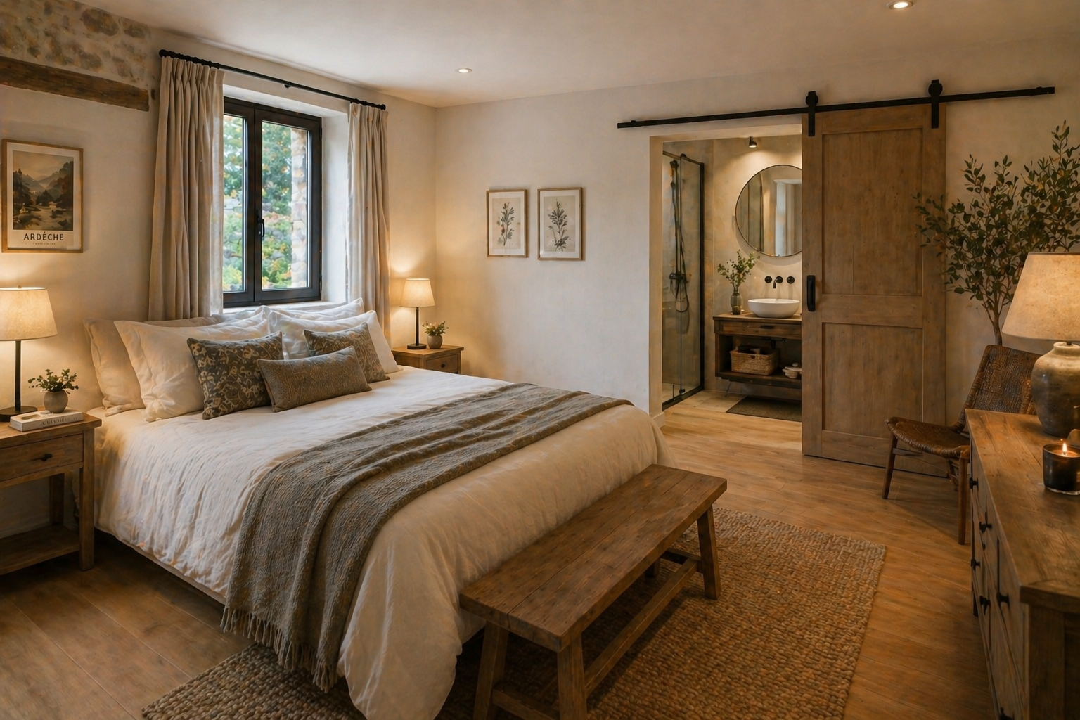 Chambre soignée d'un gîte en Ardèche