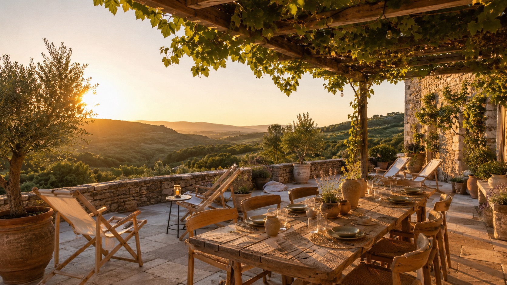 Terrasse extérieure d'un gîte ardéchois — annonce optimisée